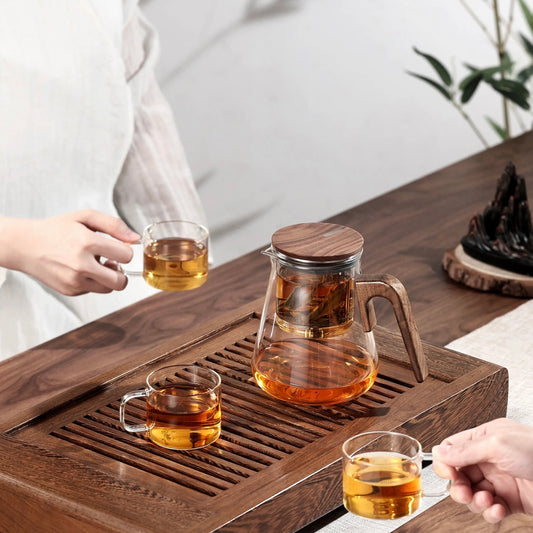 Bonston teapot with magnetic strainer and two cups