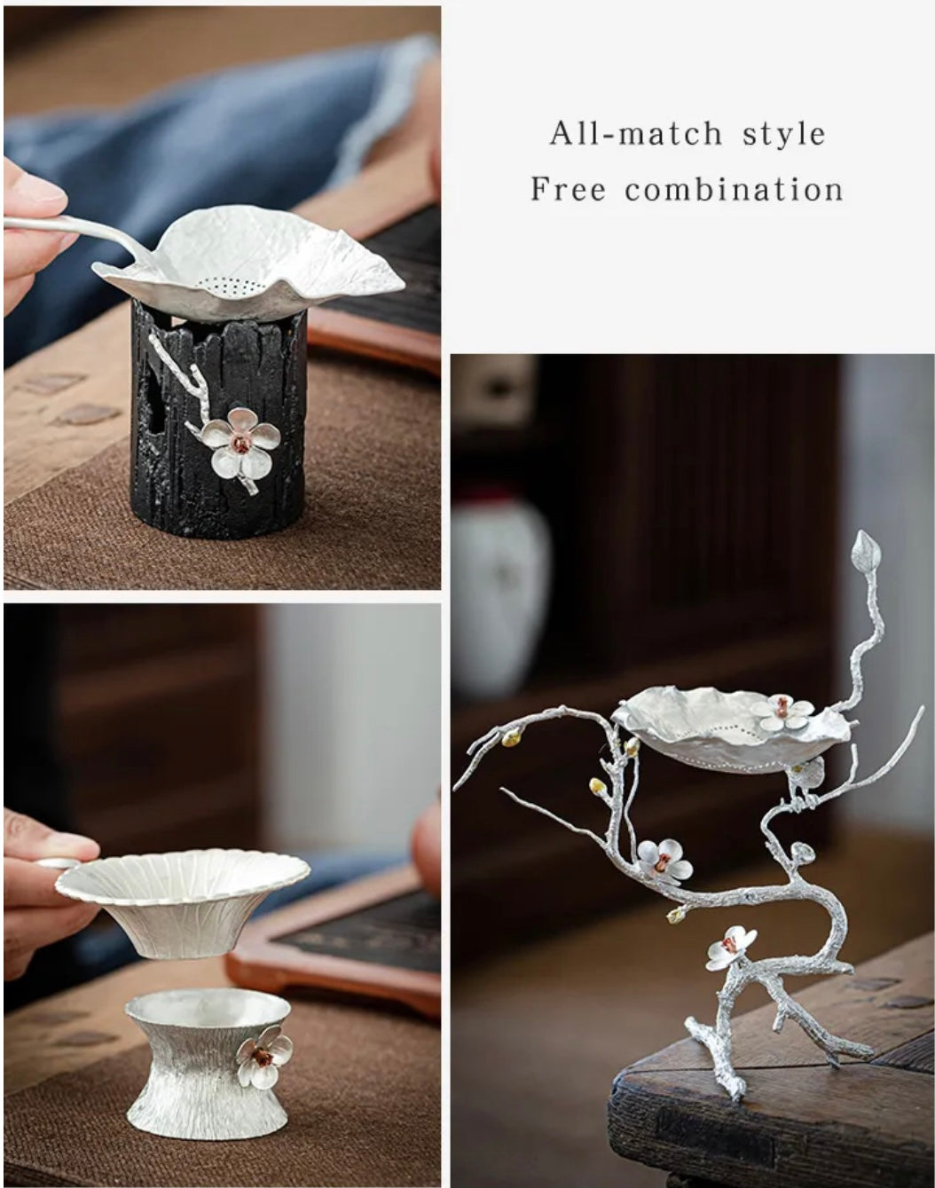 Base for tea strainer, plum tree